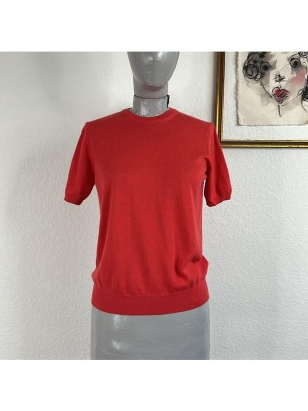 Giorgio Armani Cashmere Short Sleeve Crewneck Shell Sweater
